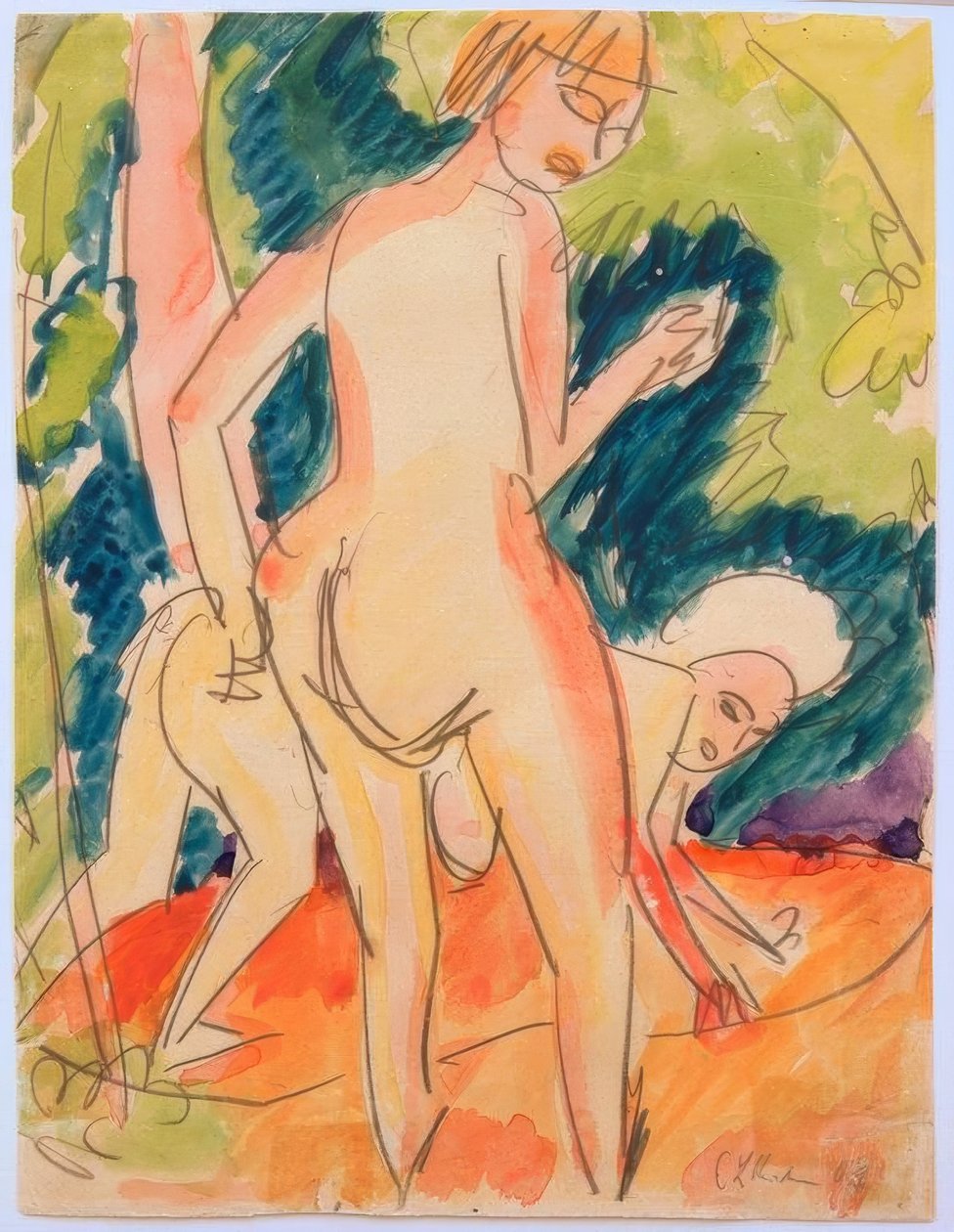 Två flickor som badar av Ernst Ludwig Kirchner
