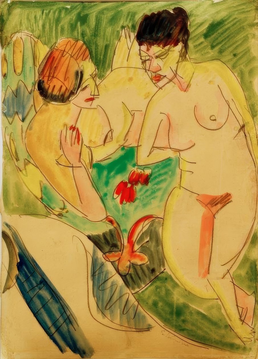Två nakna kvinnor av Ernst Ludwig Kirchner