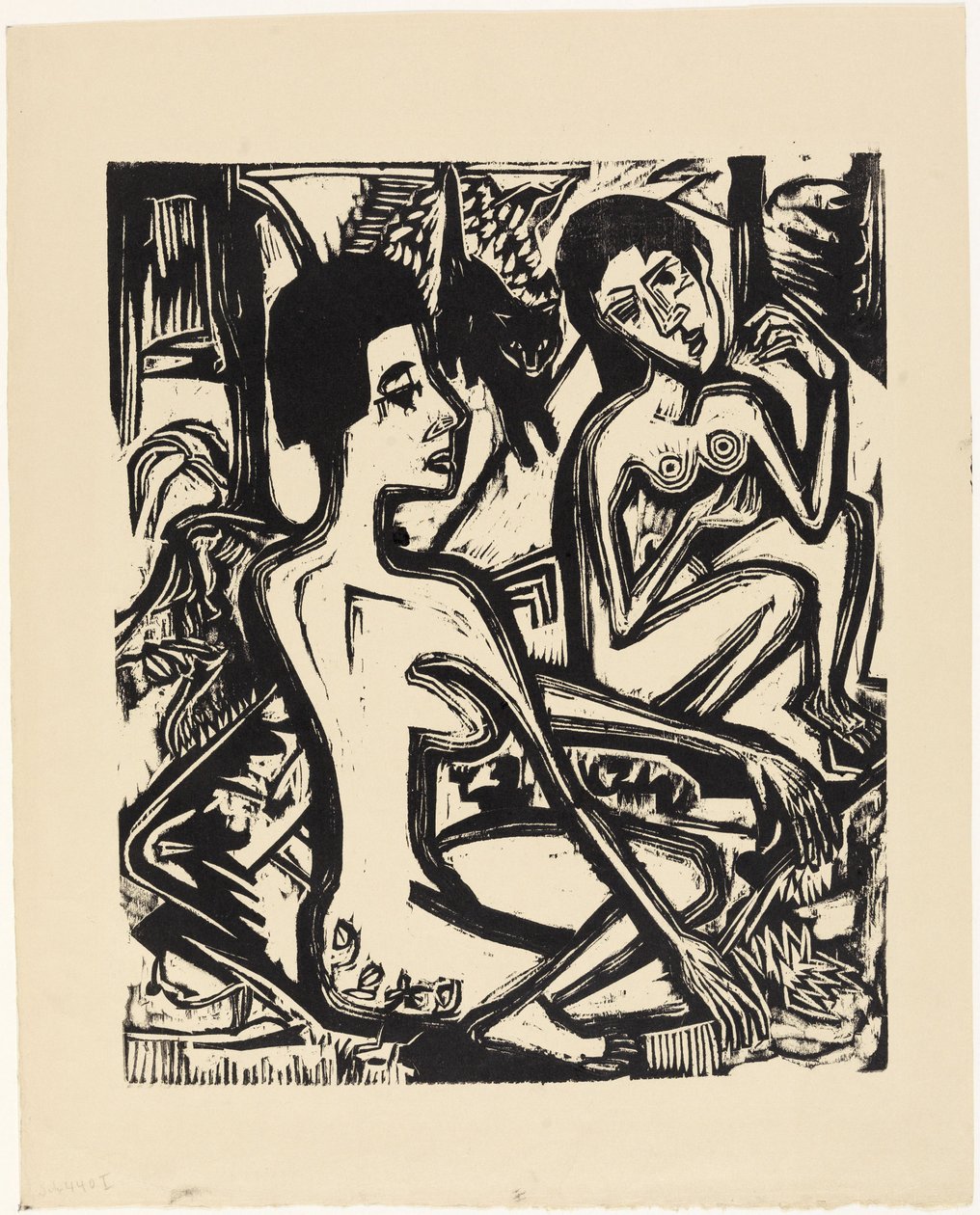 Två nakna kvinnor i skogen av Ernst Ludwig Kirchner