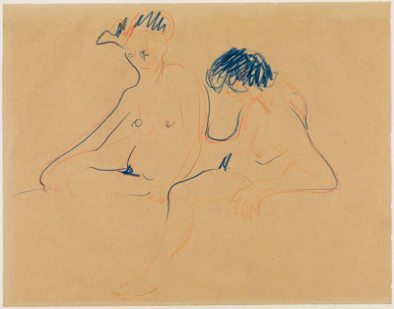 Två sittande aktmodeller (eller: Nakenpar) av Ernst Ludwig Kirchner