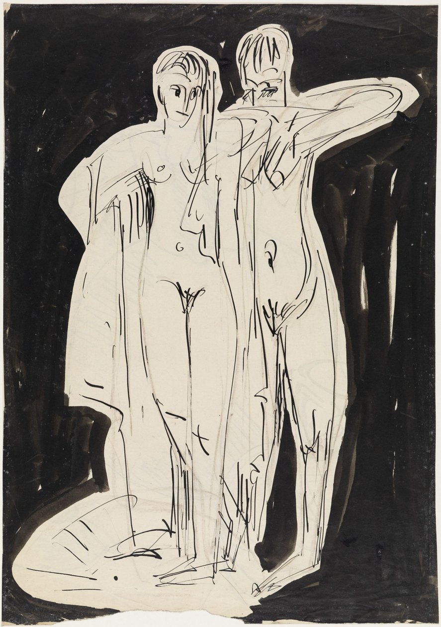 Två stående nakna som torkar sig av Ernst Ludwig Kirchner