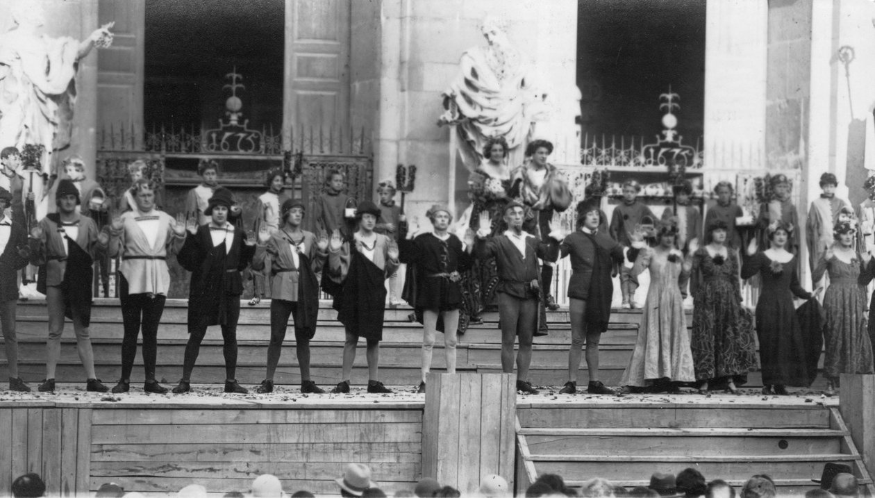 Föreställning av Jedermann, Salzburg Festival, Österrike, 1900-talet av Ernst Maier