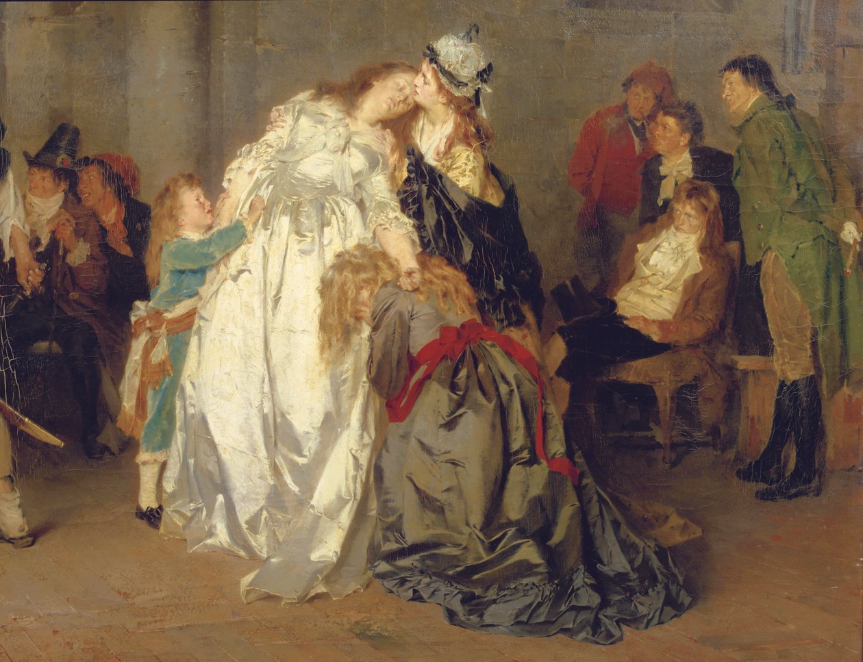 Kung Ludvig XVI av Frankrike tar farväl av sin familj i tempelfängelset, detalj, 1873 av Ernst Meisel