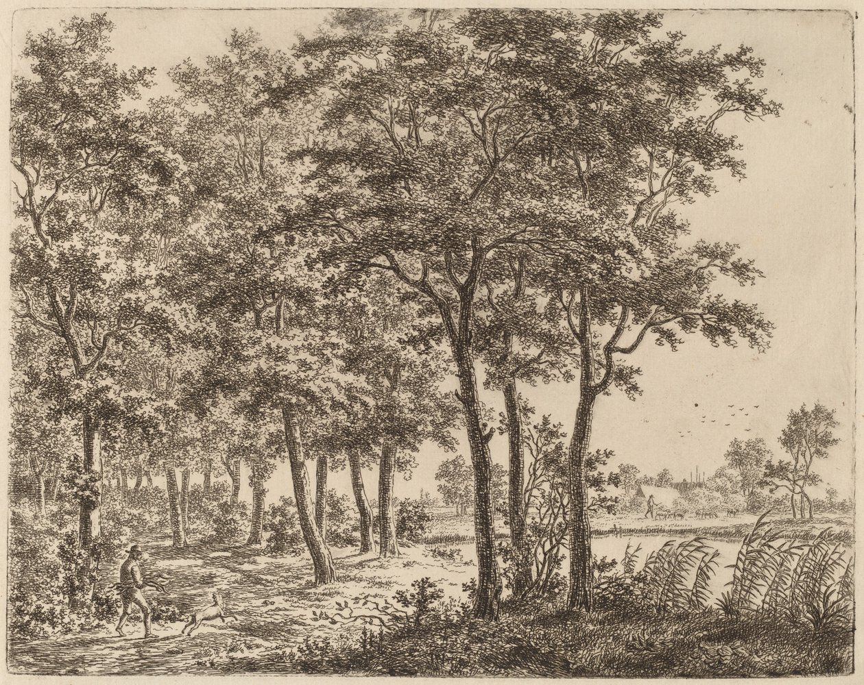 Landskap med en bonde som bär ved, ca. 1800. av Ernst Willem Jan Bagelaar