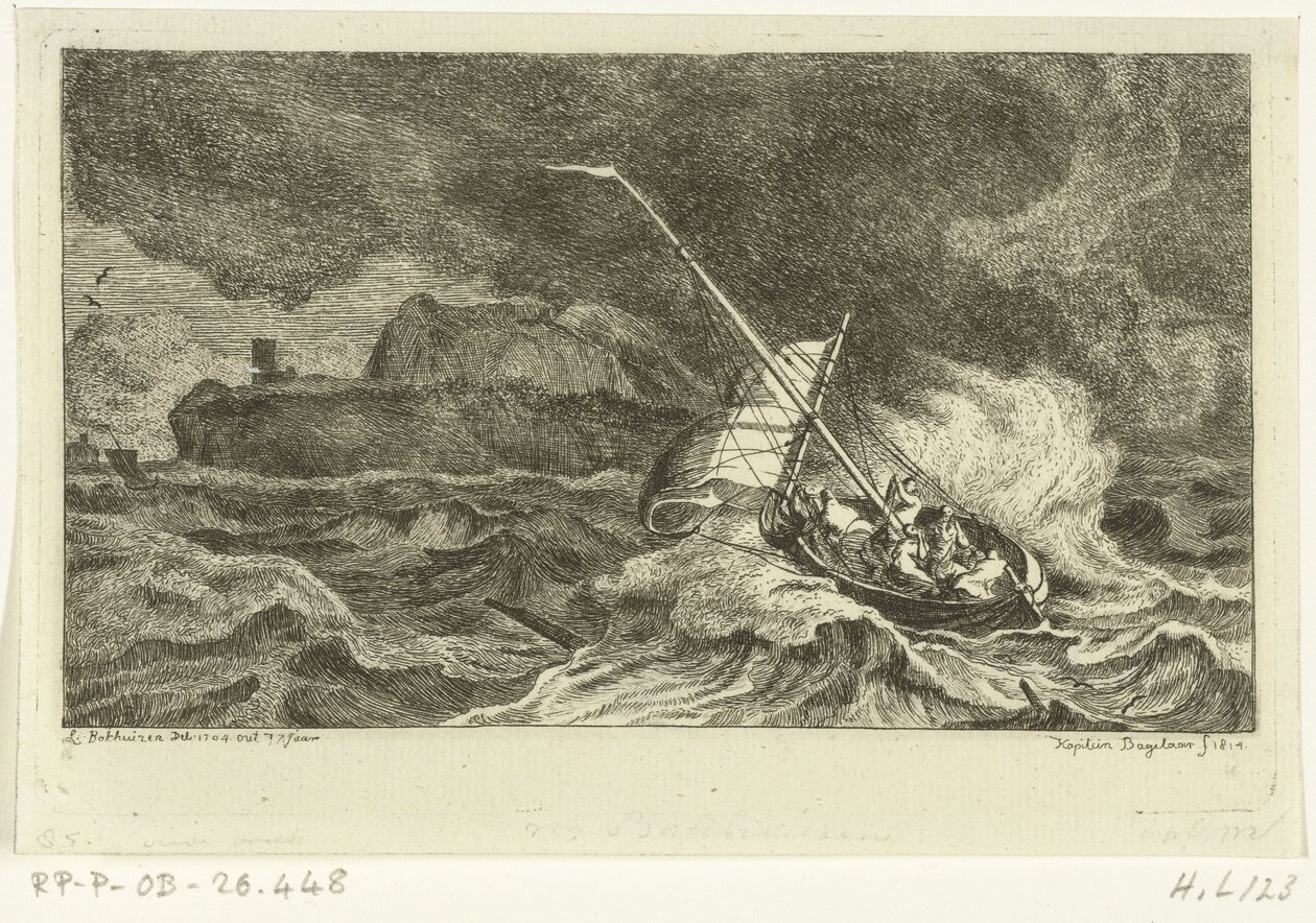 Segelbåt på stormigt hav av Ernst Willem Jan Bagelaar