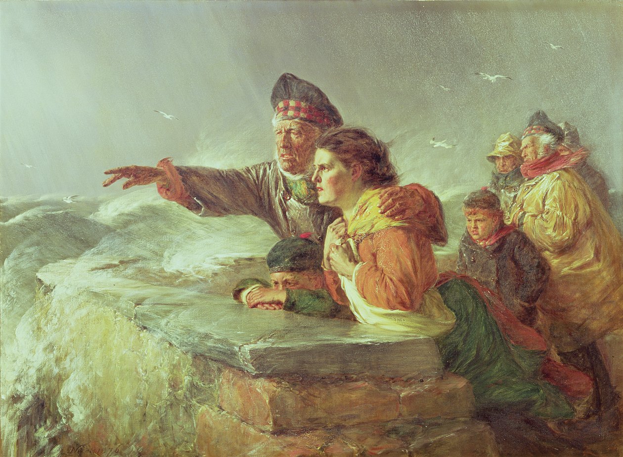 Den saknade båten, ca 1876 av Erskine Nicol