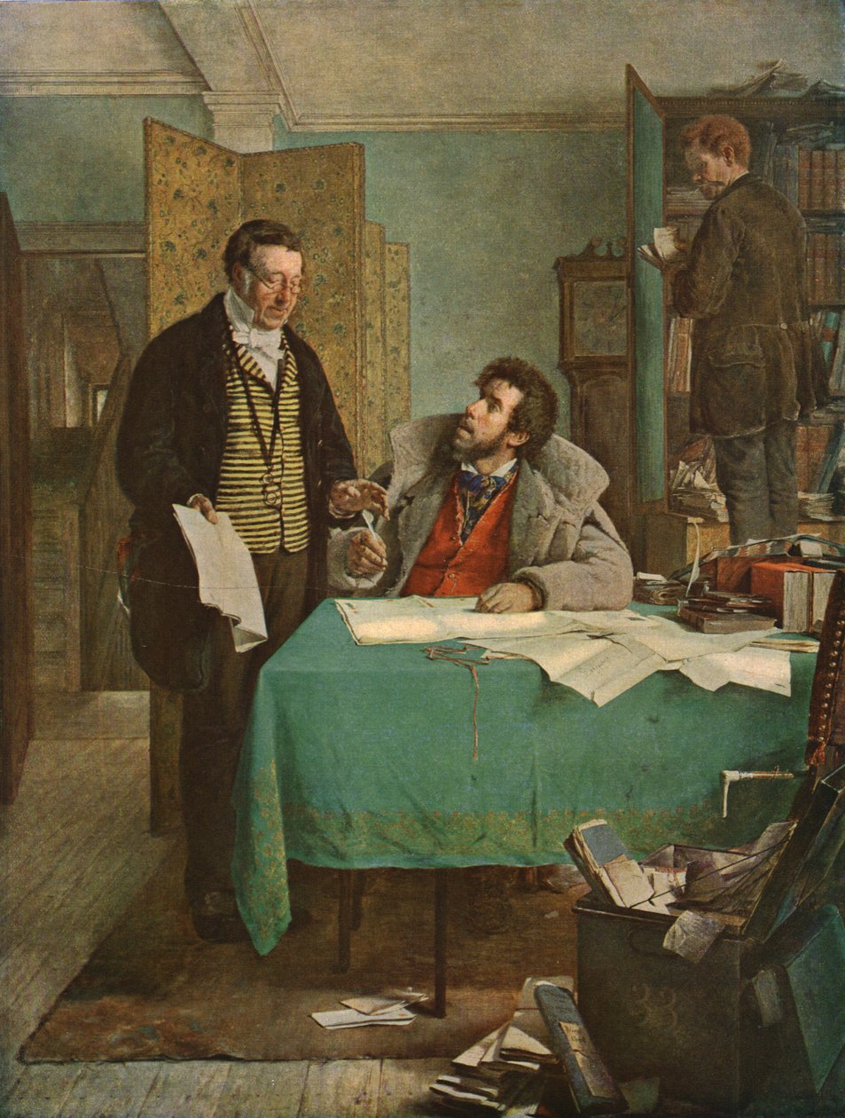 Undertecknande av det nya hyresavtalet, 1868, c1930. av Erskine Nicol