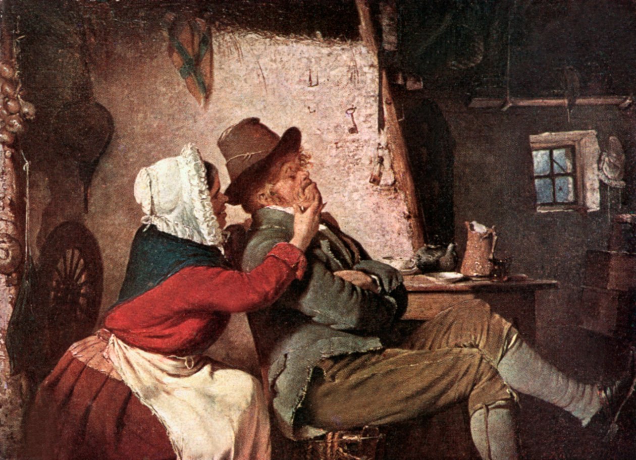 "Skulle den tjuta med sin biddy" (färglitografi) av Erskine Nicol