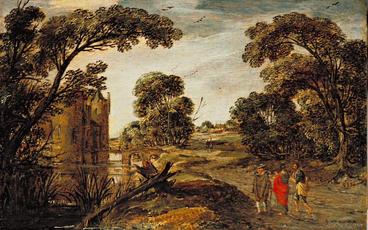 Sommarlandskap (Vägen till Emmaus) 1612-13 av Esaias van de Velde