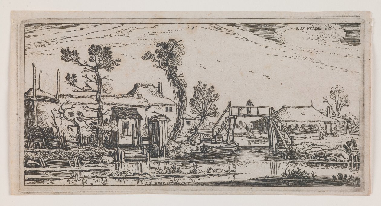 Farm Beyond a Canal, från serien "Ten Oblong Landscapes" av Esaias I van de Velde