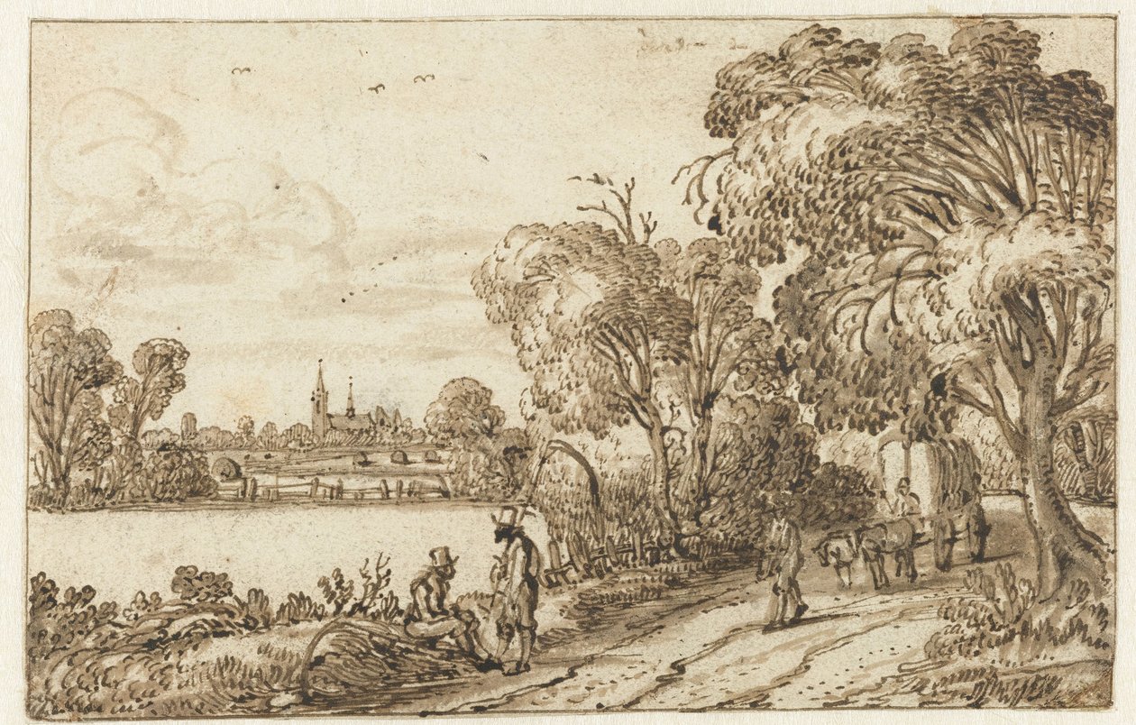 Landskap med väg mellan åker och skog av Esaias van de Velde (possibly)