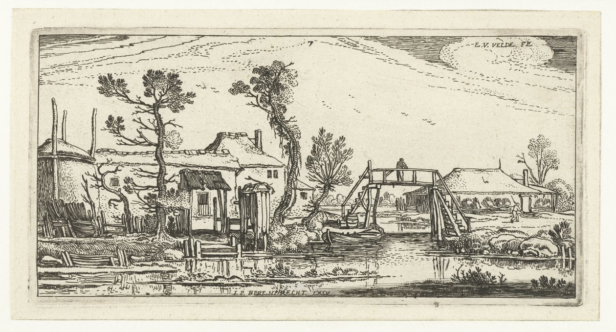 Gård vid en kanal nära Haarlem Landskap (serietitel) av Esaias van de Velde