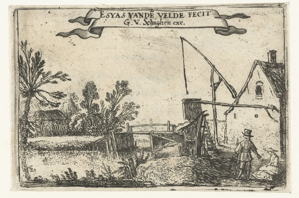 Gård vid en kanal Små landskap (serietitel) av Esaias van de Velde