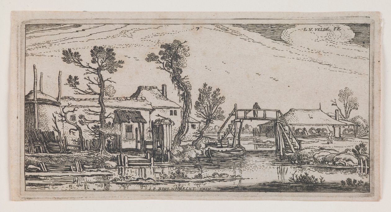 Farm Beyond a Canal, från serien "Ten Oblong Landscapes" av Esaias van de Velde