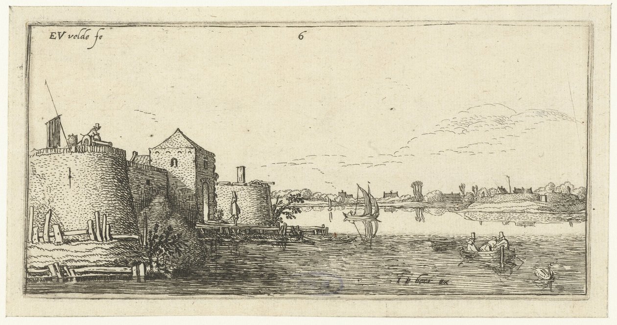 Fort med försvar av Tholen på Scheldt Landskap (serietitel) av Esaias van de Velde