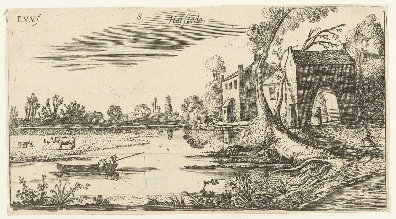 Landskap med en flod och porthus Landskap (serietitel) av Esaias van de Velde