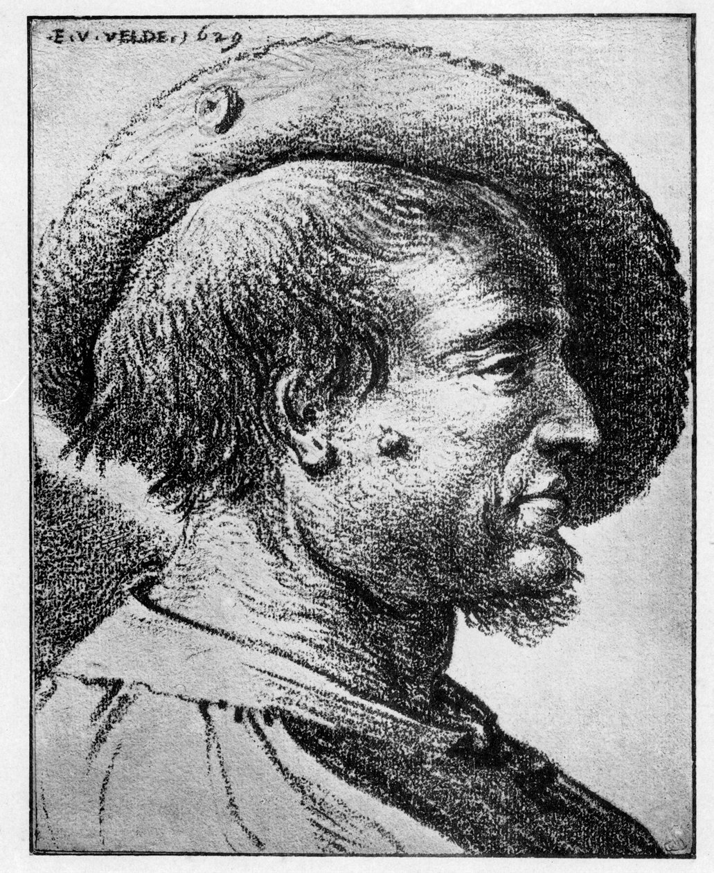 Studie av ett manligt huvud, 1600-talet. av Esaias van de Velde