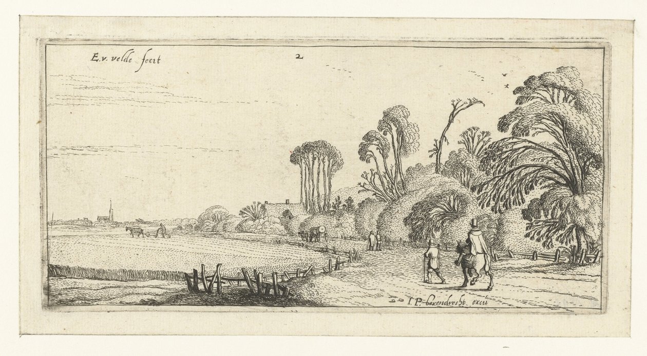Vandrare på en väg nära Hillegom Landskap (serietitel) av Esaias van de Velde