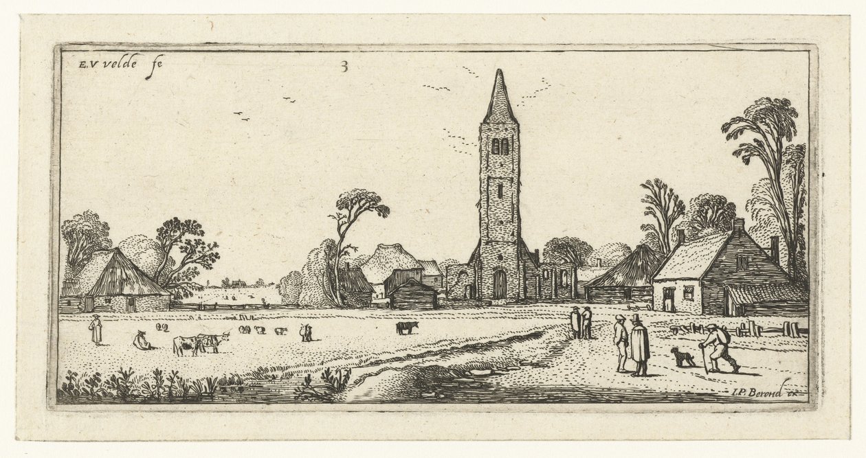 Vandrare på en väg nära Spaarnwoude Landskap (serietitel) av Esaias van de Velde