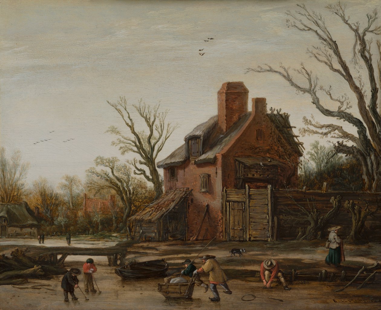 Vinterlandskap med bondgård av Esaias van de Velde