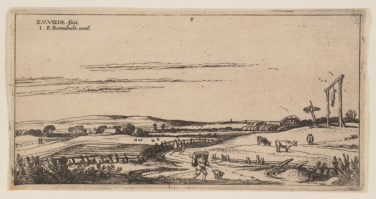 Landskap med galgbacke (nära Haarlem), från Landskap av Esaias van den Velde I
