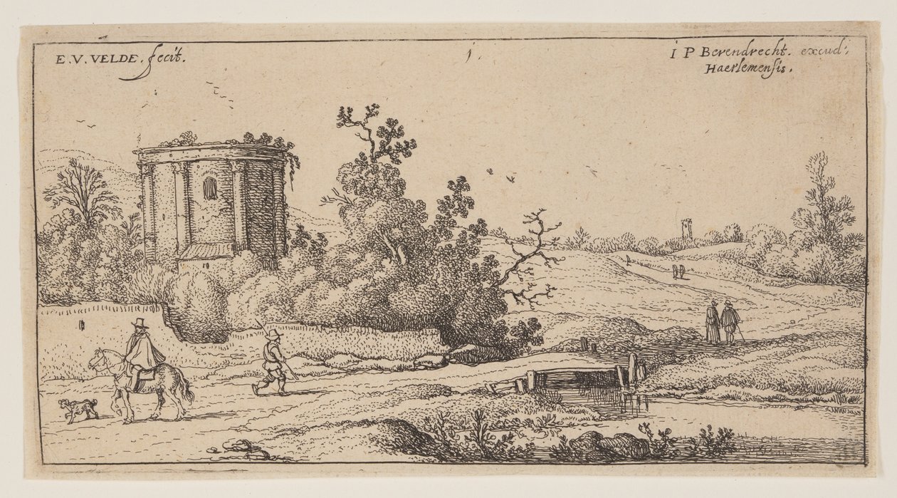 Ruinerna av ett romerskt tempel, från Landscapes av Esaias van den Velde I