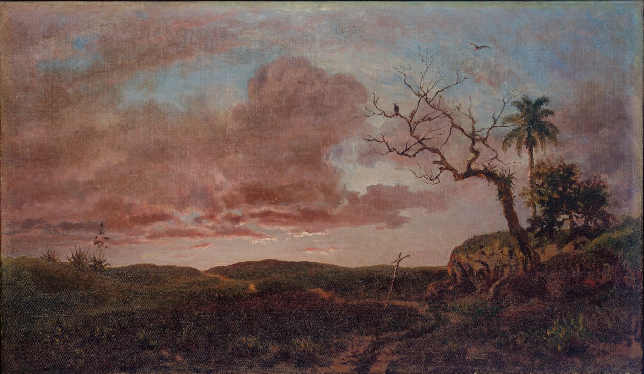 Korset på vägen (olja på duk) av Esteban Chartrand