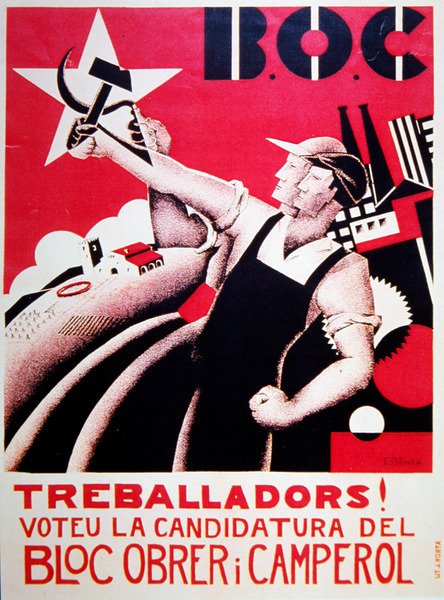 Valaffisch för Bloc Obrer i Camperol (BLOC) c.1935 av Estenka Estenka
