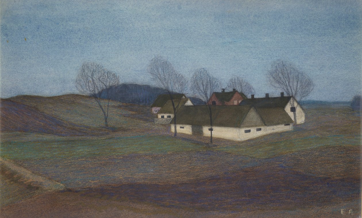 En själländsk bondgård (pastell) av Ester Almqvist