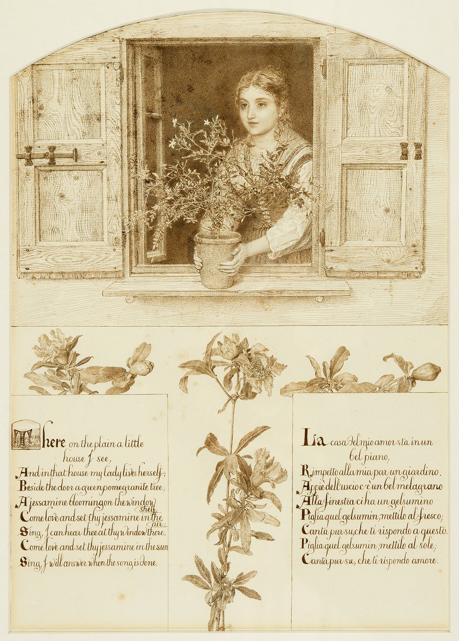 Jessaminefönstret, som drar mot "The Roadside Songs of Tuscany" av Esther Frances (1837-1917) Alexander