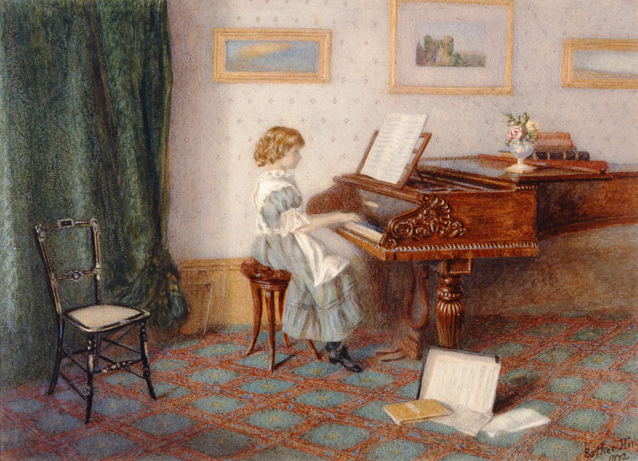 På pianot, 1876 av Esther H. Jones