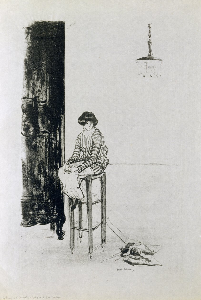 En dam och hennes stickning av Ethel Gabain
