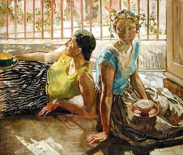 Two Girls, ca 1935 (olja på duk) av Ethel Gabain