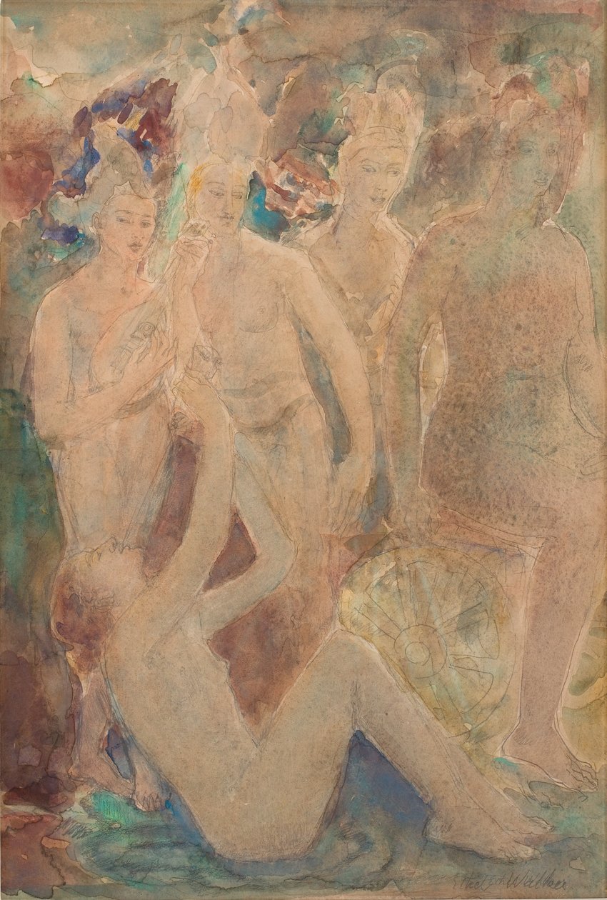 The Passing of Night, ca 1924 (akvarell och blyerts på papper) av Ethel Walker
