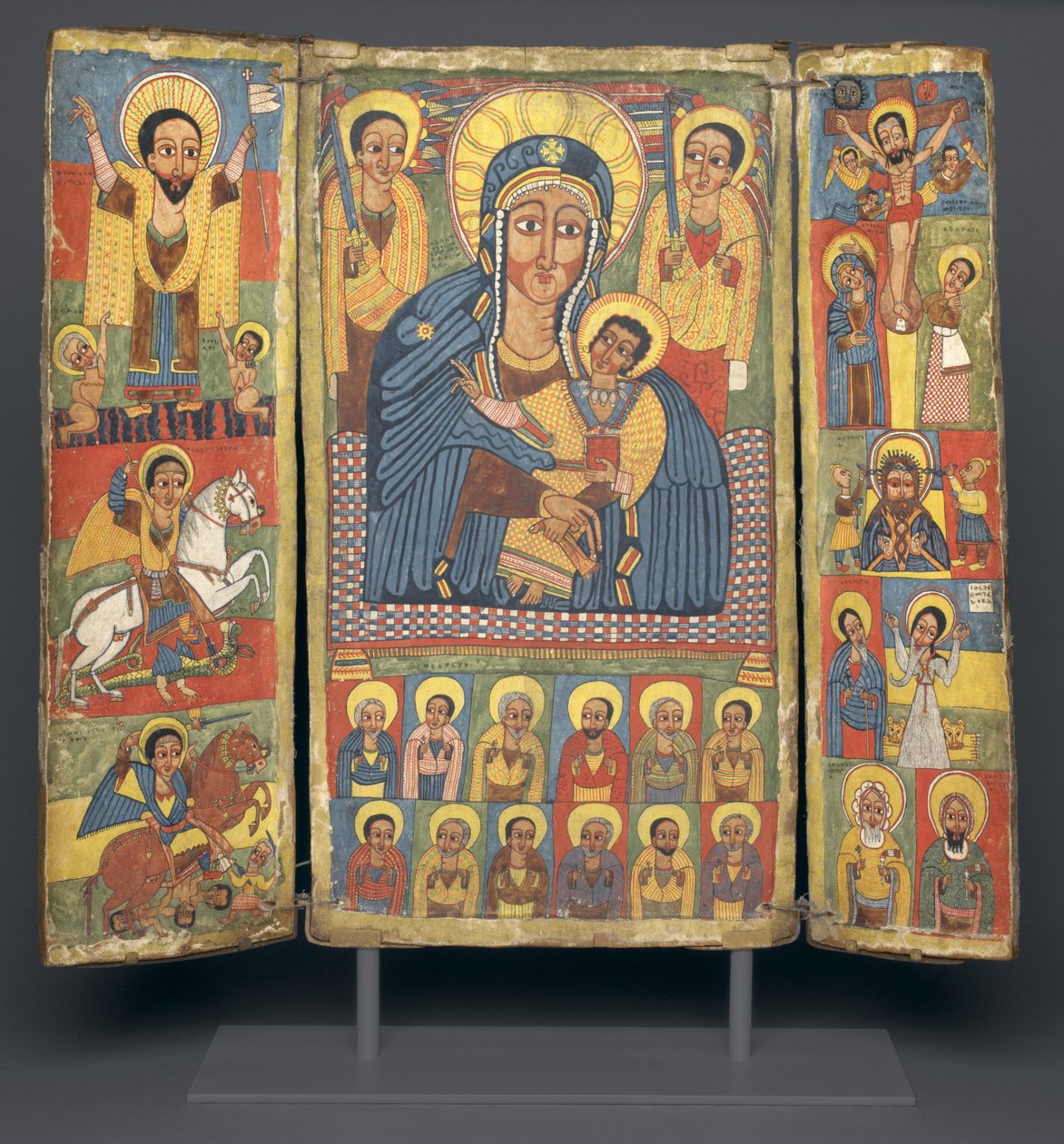 Triptykikon med central bild av jungfrun och barnet, 1682-99 av Ethiopian School