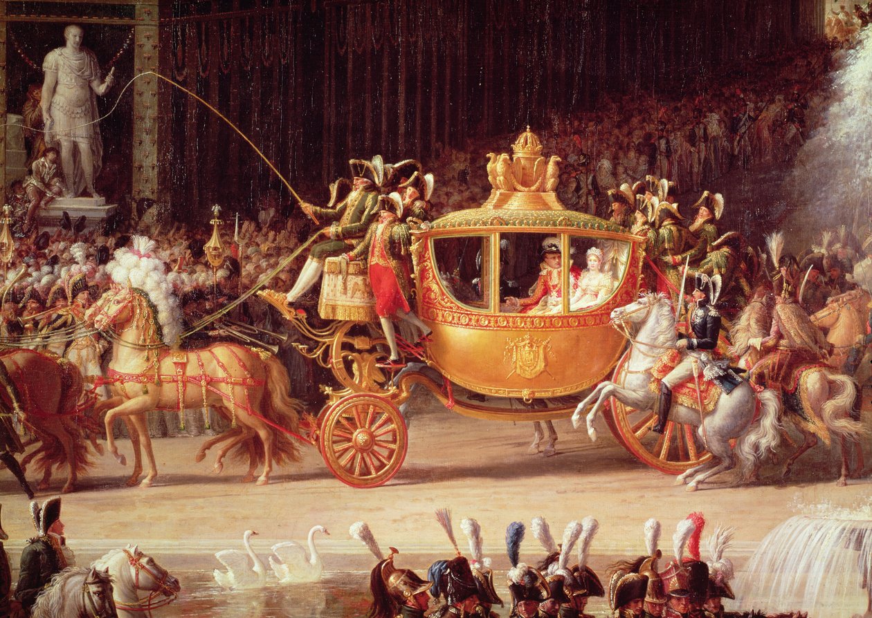 Napoleons (1769-1821) och Marie-Louises (1791-1847) intåg i Tuilerieträdgårdarna på bröllopsdagen den 2 april 1810, detalj av vagnen, 1810 (se även 155379 och 3 av Etienne Barthelemy Garnier