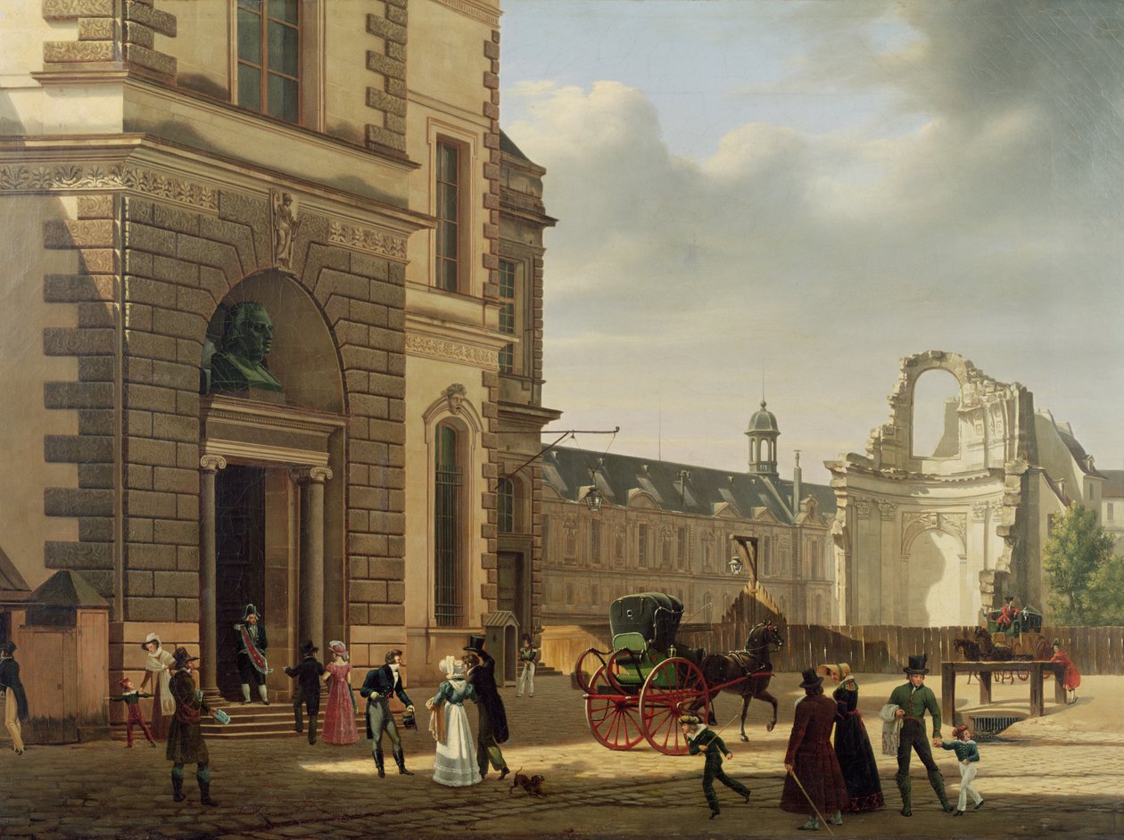 Ingången till Louvren och St. Louis-kyrkan, 1822 av Etienne Bouhot