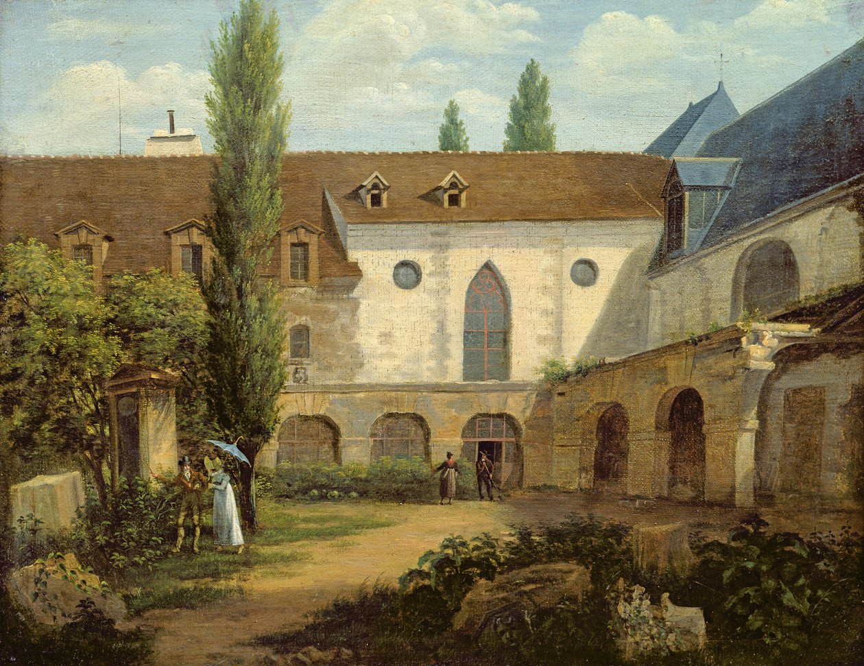 Klostergården i Petits-Augustins a Paris, c.1818 av Etienne Bouhot