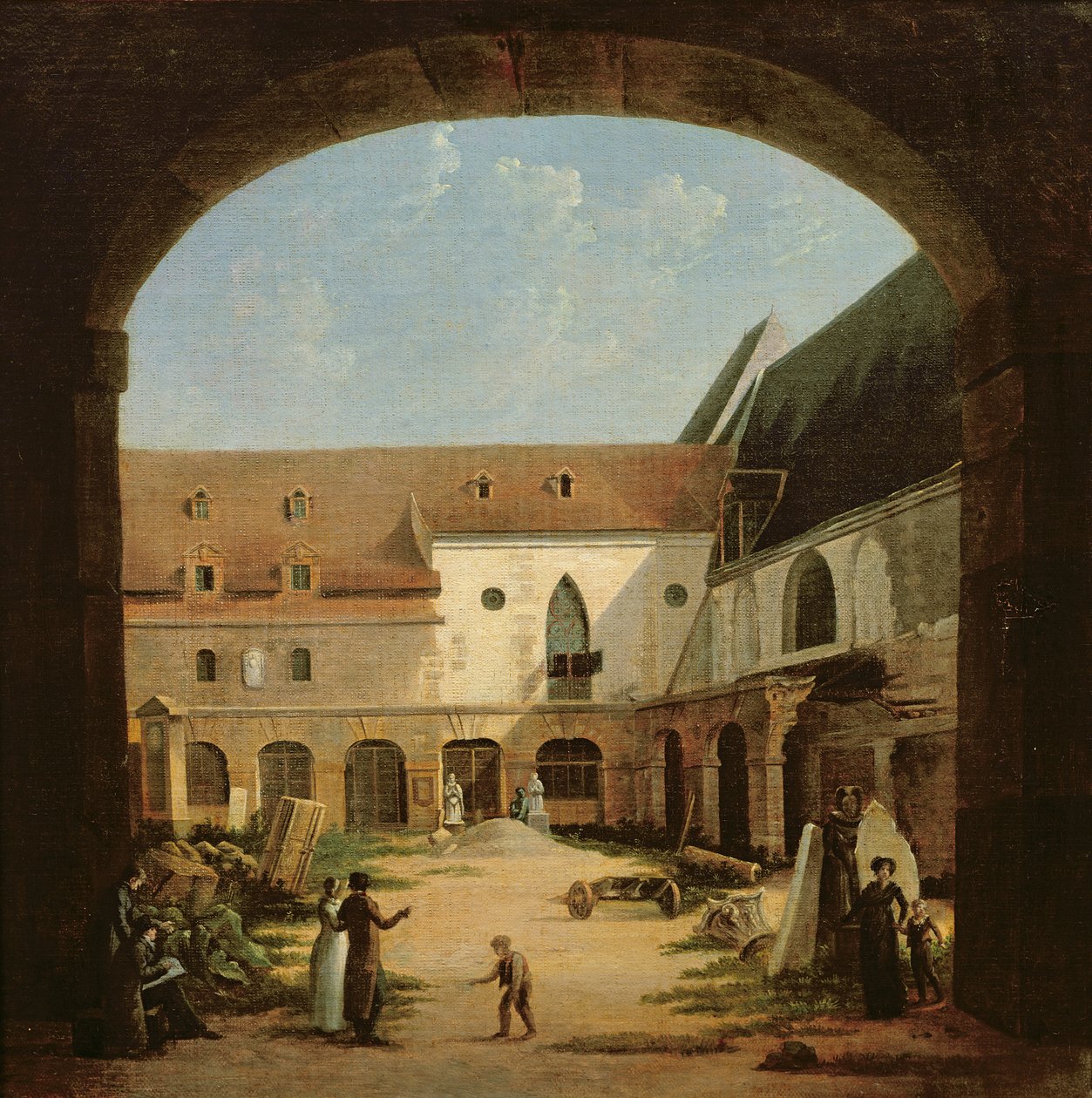 Petits-Augustins klostergård i Paris, ca 1818 av Etienne Bouhot