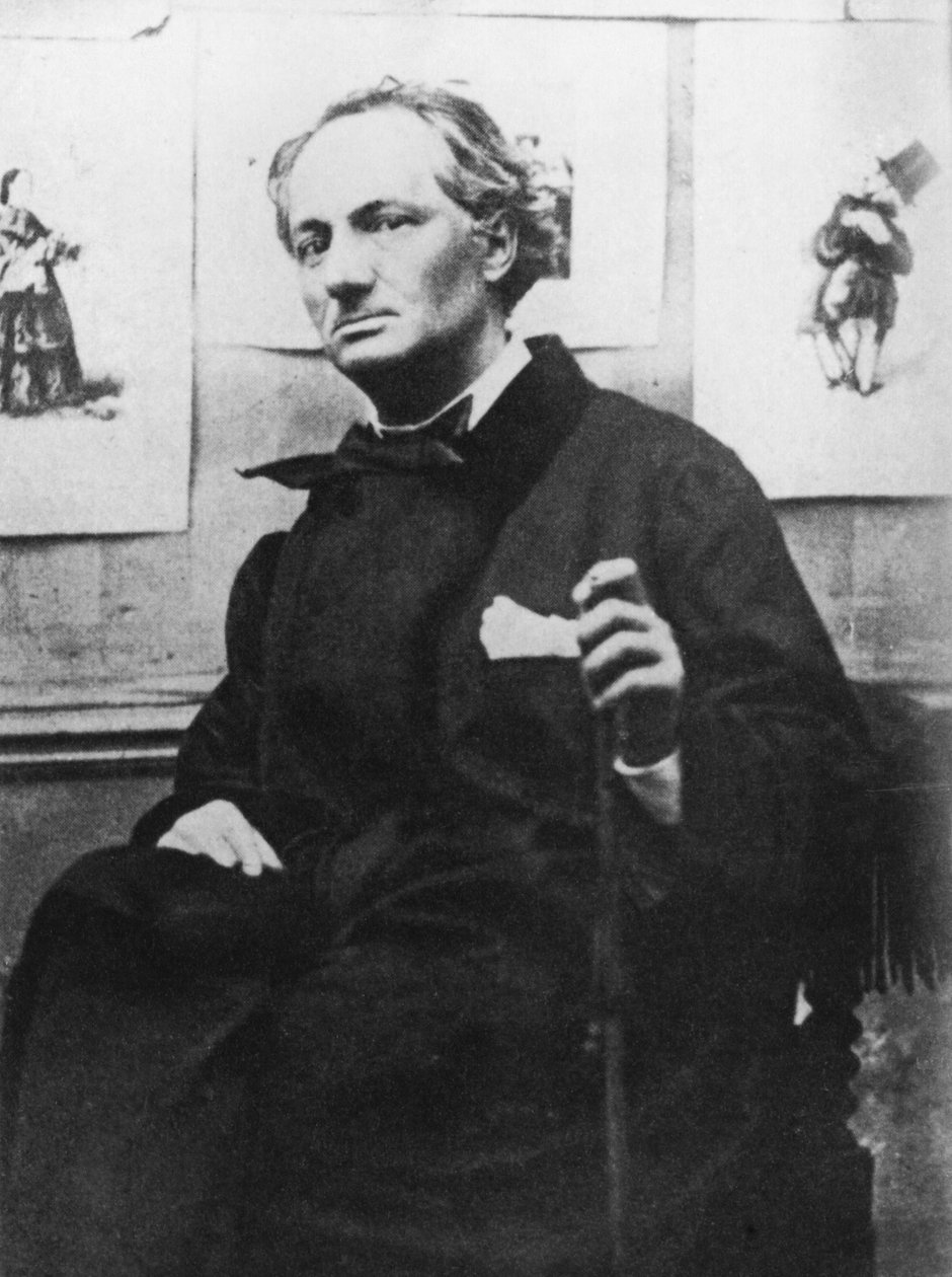 Charles Baudelaire (1821-67) med gravyrer, c.1863 av Etienne Carjat