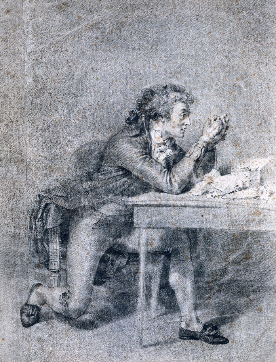 Francois Buzot (1760-94) överväger en porträttminiatyr av Madame Roland (1754-93) av Etienne Charles Leguay