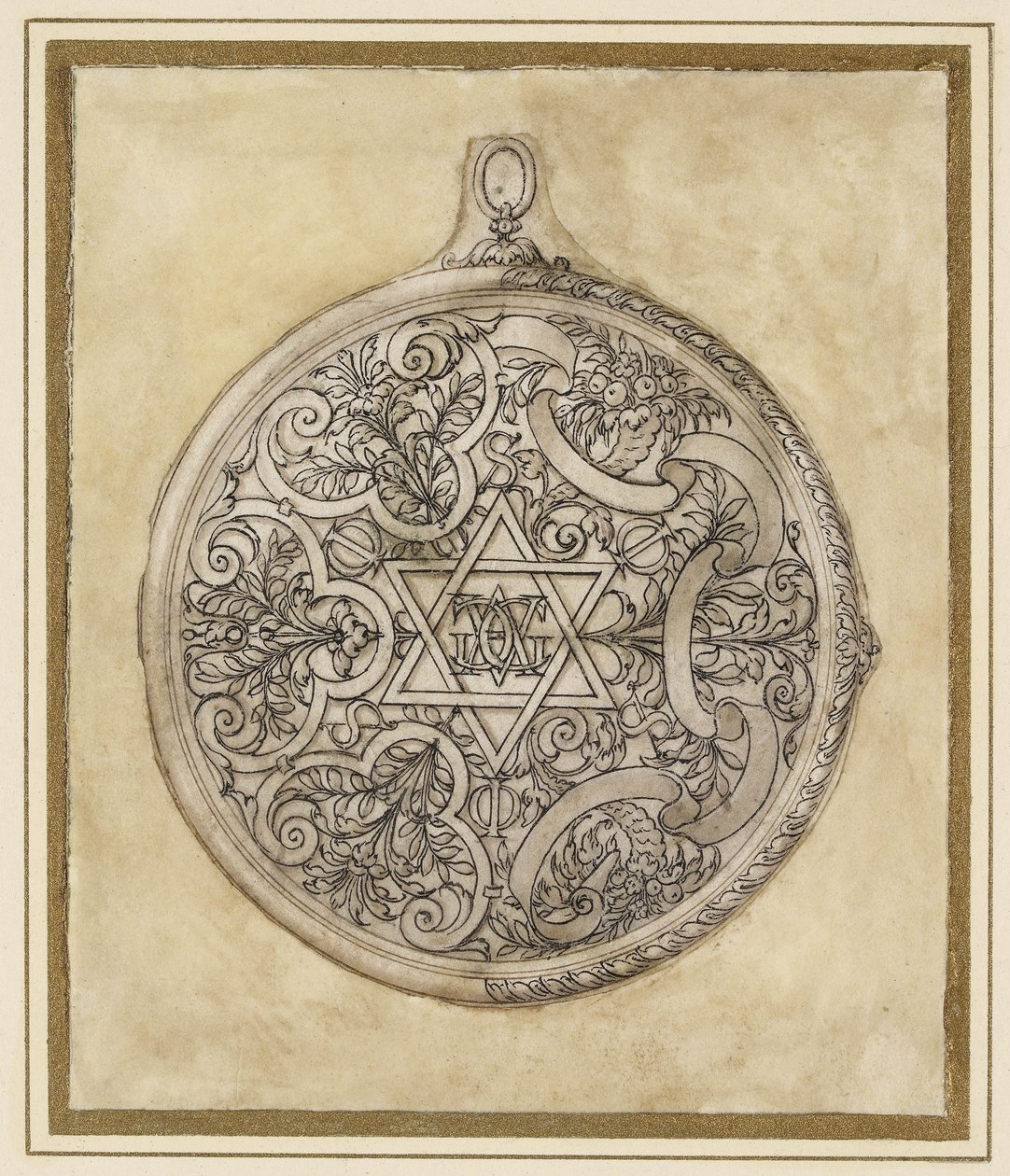 Design för ett cirkulärt hänge, 1500-tal av Etienne Delaune