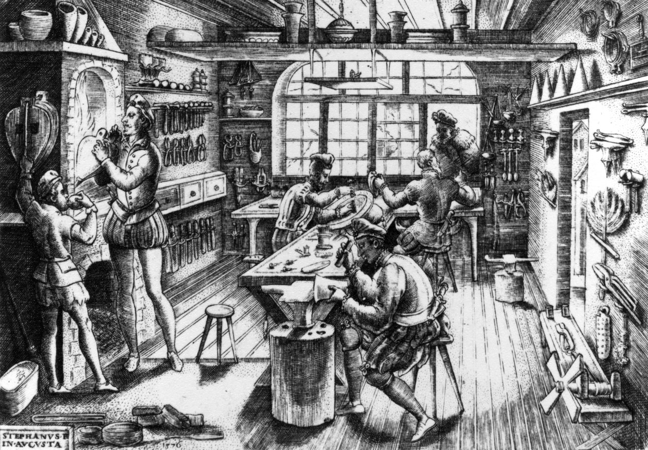 Guldsmedens verkstad, 1576 av Etienne Delaune