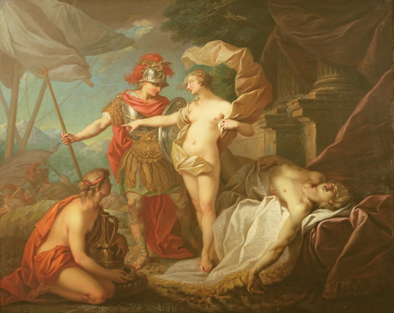 Achilles lämnar för att hämnas Patroklos död av Étienne Jeaurat
