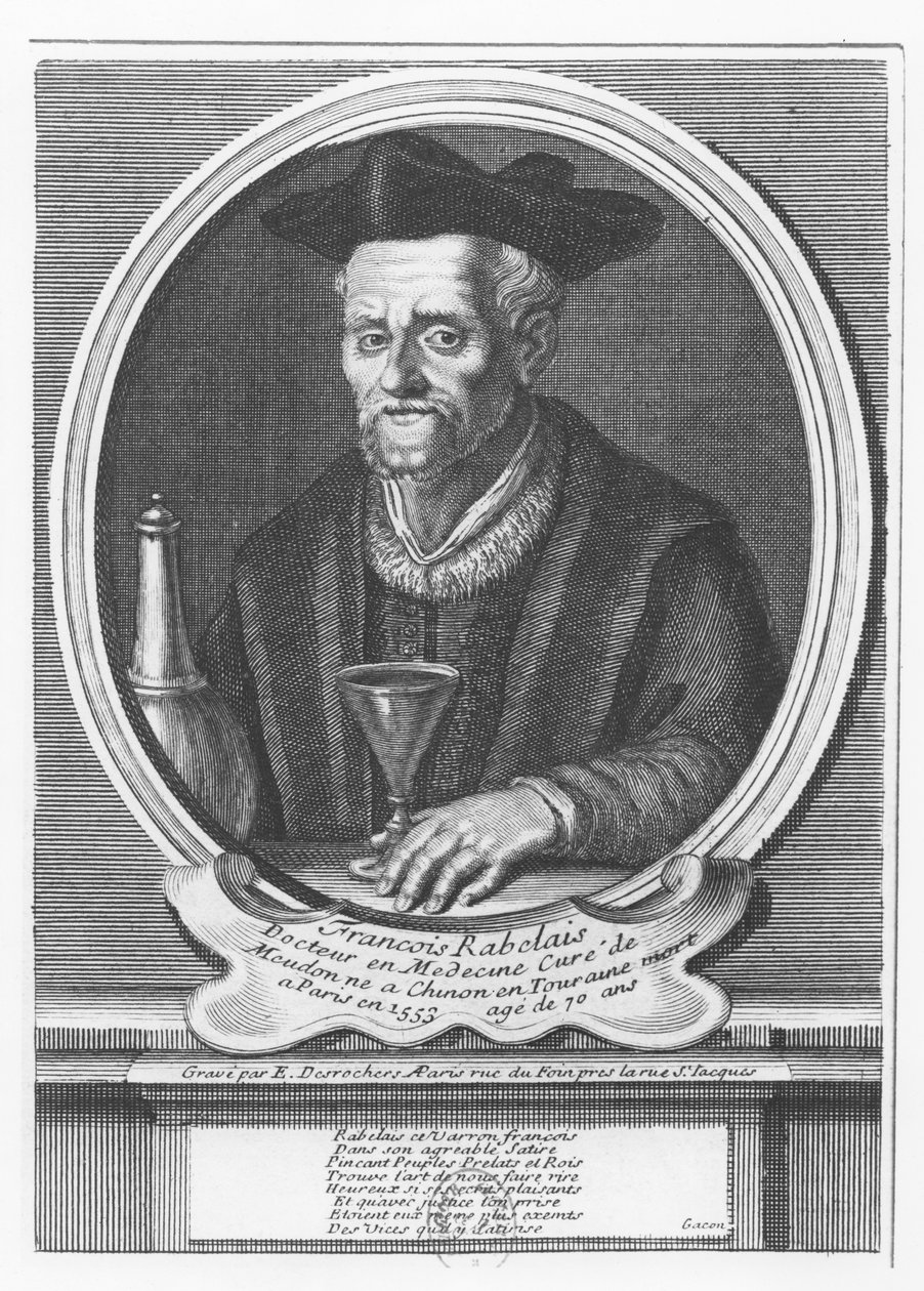 Porträtt av François Rabelais av Etienne Jehandier Desrochers