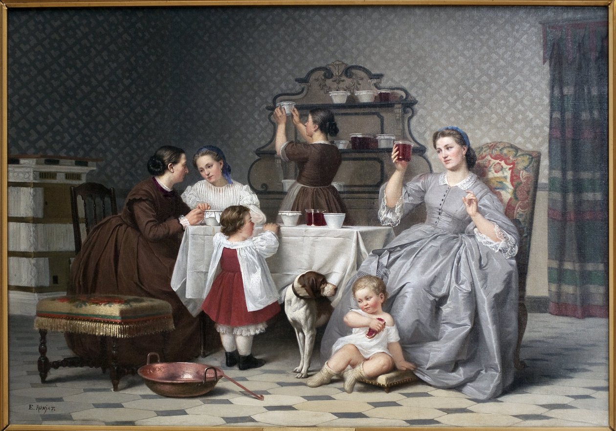 Sylten, säger också Le gouter de famille. Målning av Eugene Ronjat (1822-1912), olja på duk, cirka 1860. Fransk konst från 1800-talet. Wiens konstmuseum (Isere). av Etienne Antoine Eugene Ronjat
