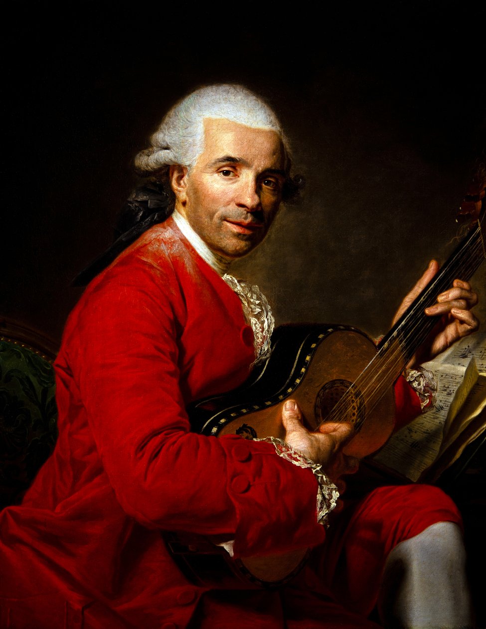 Porträtt av en man med gitarr av Etienne Aubry