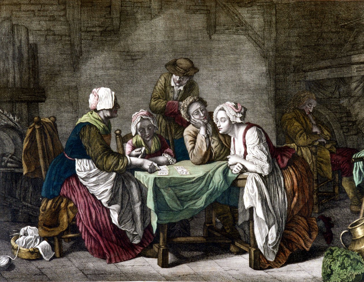 Kvinna som drar kort, sd. 1700-talet av Etienne Aubry