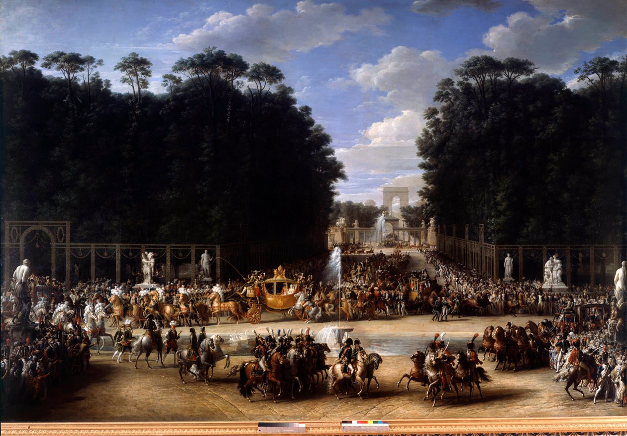 Napoleon och Marie Louise gick in i Tuileriernas trädgård (2 april av Etienne Barthelemy Garnier