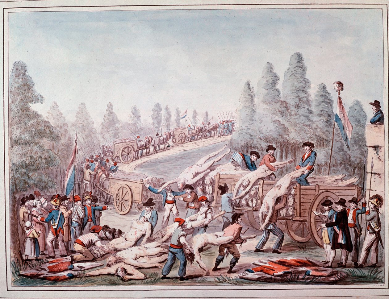 Transportera lik under revolutionen (akvarell, cirka 1790) av Etienne Bericourt